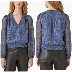 Lucky Brand Paisley Bubble Hem Blouse
